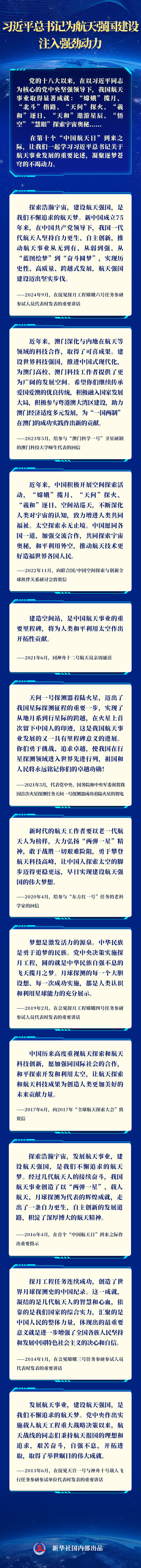 習(xí)近平總書(shū)記為航天強(qiáng)國(guó)建設(shè)注入強(qiáng)勁動(dòng)力
